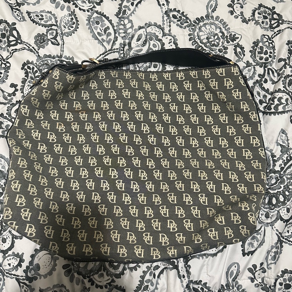 Dooney & Bourke Black and Tan Monogram Shoulder Bag